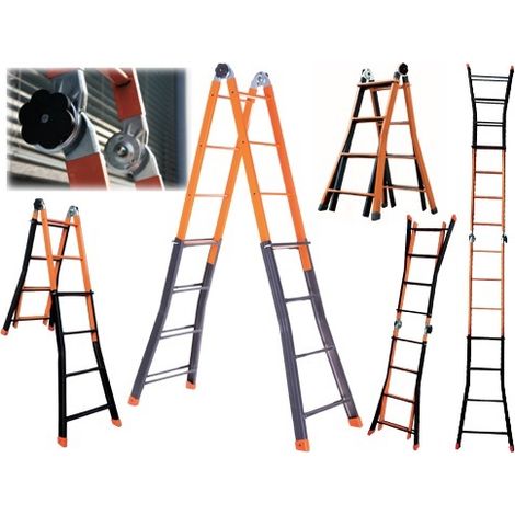 Scala telescopica Step Up acciaio Gradini 4+4 altezza massima 3,80 mt (1/5)