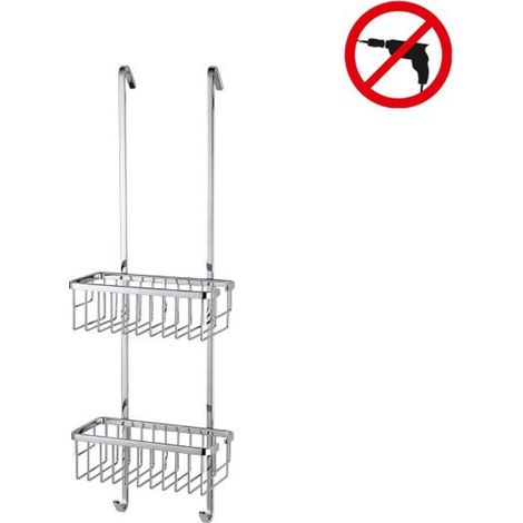 tesa® ALUXX Duschregal zum Aufhängen, zweistöckig, Aluminium, verchromt, garantiert rostfrei, 750mm x 250mm x 163mm (1/5)