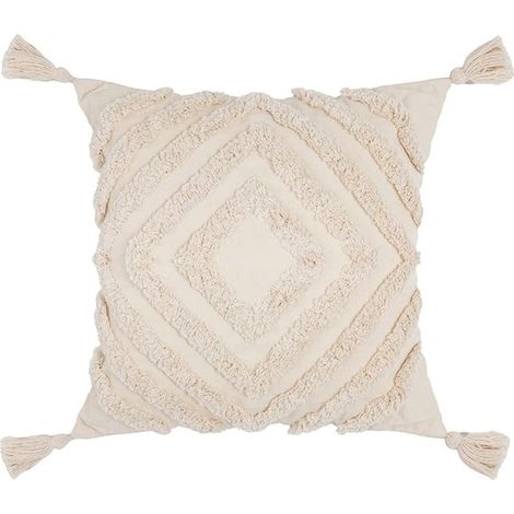 Bohème Broderie Housse de Coussin Tressée taie d'oreiller avec Fermeture éclair Invisible pour canapé et lit 45x45cm Diamant (1/5)