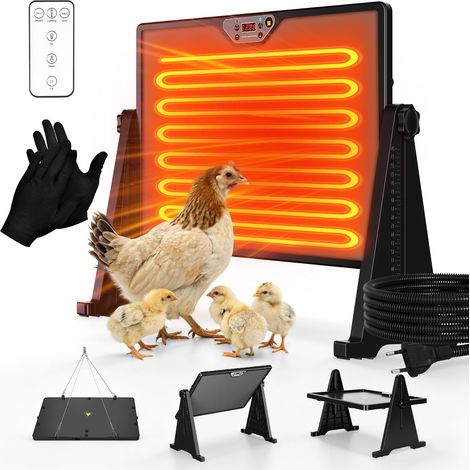 TolleTour Küken-Wärmeplatte 300W mit Fernbedienung & Temperaturregler - Schwarz für Hühnerstall