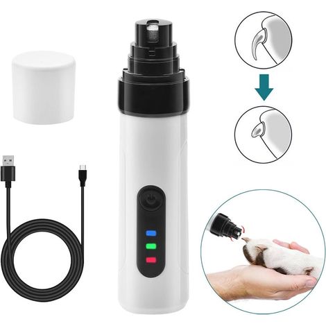 Ponceuse à ongles pour chien avec LED, ultra silencieuse, rechargeable, électrique, pour petits chiens et chats, précise et sûre. (1/2)