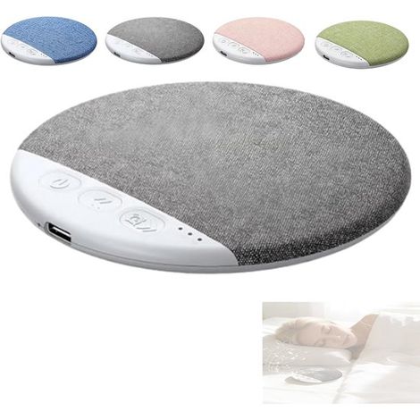 Haut-parleur Bluetooth pour sous l'oreiller - 10 x 10 cm - gris - Design plat avec basses stéréo - avec sons apaisants et minuteur de sommeil (1/5)