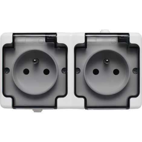Bryza Hermetische Doppelsteckdose mit/mit IP54 mit Rauchschutzklappe weiß 181436
