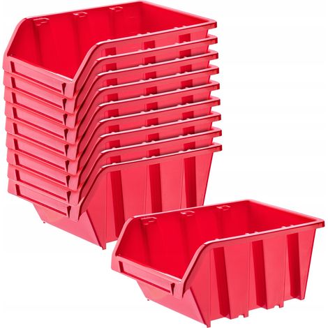 KADAX Werkstatt-Stapelkiste, aus PP Kunststoff, Rot, 10 Stück, 390 x 240 mm
