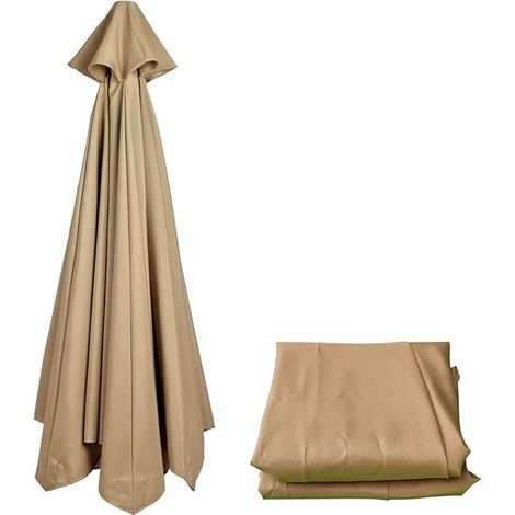 LAN Pare-soleil de rechange 6 baleines (2 m/2,7 m/3 m) Pare-soleil de rechange, tissu de rechange pour pare-soleil (kaki, porte-parapluie non inclus). (1/5)