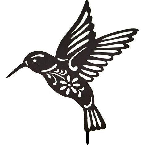 1pcs Hummingbird Wall Decor Black Metal Bird, Hummingbird Sculpture Iron Hummingbird Metal Wall Hanging Decoration, Metal Birds Wall Art for Garden Yard Landscape (Black)