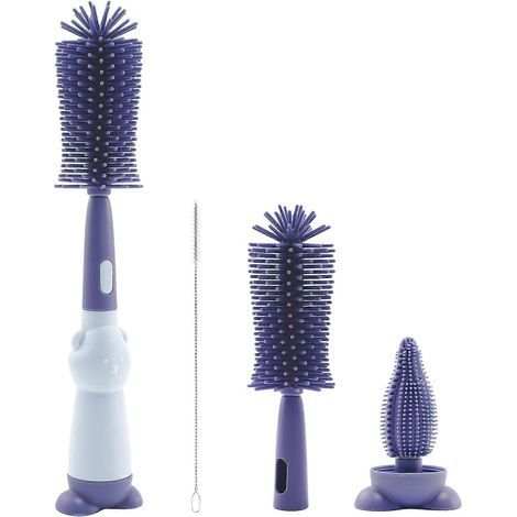 Silikon-Babyflaschenbrste, 3-in-1-Babyflaschen-Reinigungsbrste fr Baby-Nippelflaschen, mit weicher Brste, (blau) (1/5)