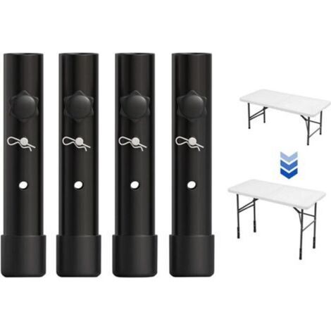 4 Pcs Adjustable Table Leg Risers 20cm Black Table Leg Extenders for Folding Table (1/5)