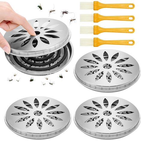 Lot de 4 porte-bobines en acier inoxydable avec brosses et couvercles, pour maison, jardin et camping. (1/5)