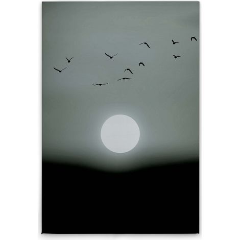 Leinwandbild Mondschein im Hotizont Schwarz Weiß M1-No.50697 - Kunstdruck auf Leinwand in Schwarz Grau - Wandbild 30 x 45 cm (1/5)