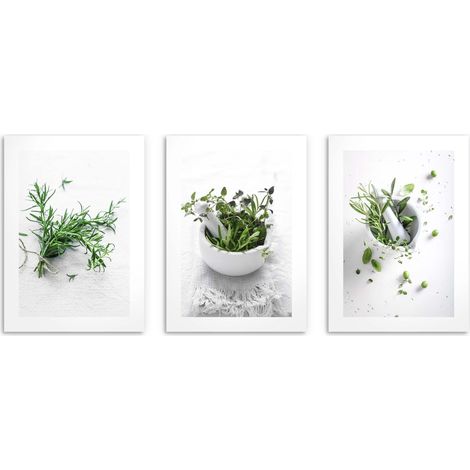 Pósters de pared para cocina Hierbas Ramitas Decoración de cocina 3x 30x40 (1/5)