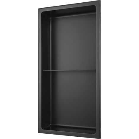 Edelstahl Wandnische mit Regalboden in 30 x 60 cm (schwarz)