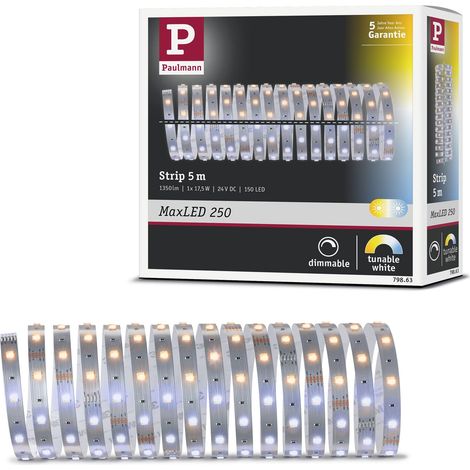 Paulmann 79863 Strip LED MaxLED 250 5m Tunable White IP20 incl. 1 striscia da 17,5 Watt Strip fascia luminosa 2700 K (1/4)