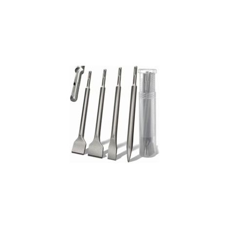 Bardusch-Ensemble 4 de burins SDS Plus manche rond, marteau lectrique, burin rond quatre pointes, burin incurv 142 x 250, burin plat extra large (1/4)