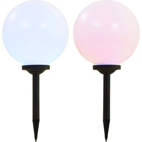 Lámparas solares esféricas de exterior 2 uds LED RGB 30 cm vidaXL