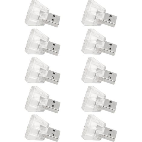 Lot de 10 mini lampes LED USB à luminosité réglable, éclairage d'ambiance intérieur pour voiture, accessoires 5V (1/5)