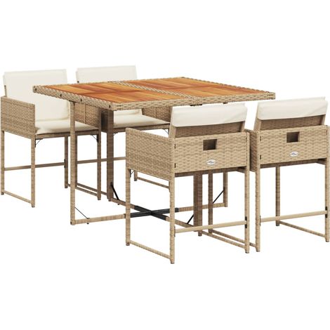 Maison Exclusive - Set da Pranzo da Giardino 5 pz con Cuscini Beige in Polyrattan (1/5)
