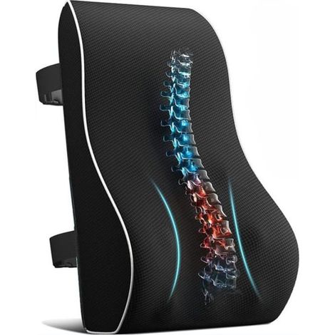 Coussin de Soutien Lombaire Ergonomique,Support Dorsal en Mousse à Mémoire,et Double Sangles Réglables,avec Couverture de Maille 3D (1/5)