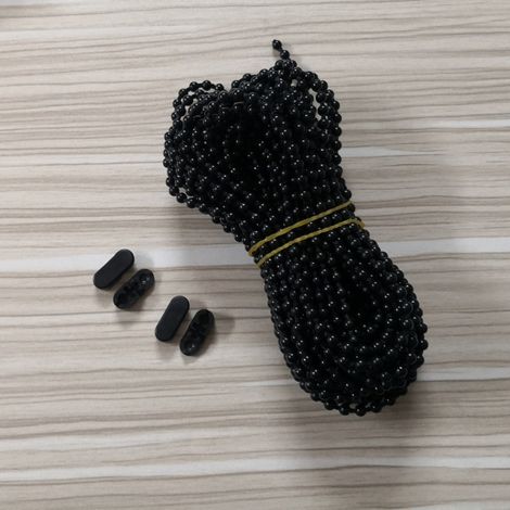 Store vénitien, store romain vertical, store à perles noires de 10 mètres avec fermeture éclair et boucle à chaînette. (1/5)