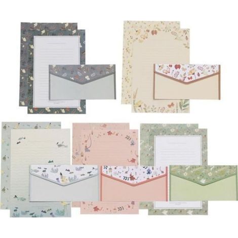 5 ensembles / 45 pcs fleur impression enveloppe et papier à lettre belle écriture papeterie enveloppes Kit scolaire pour l\\'école (1/3)