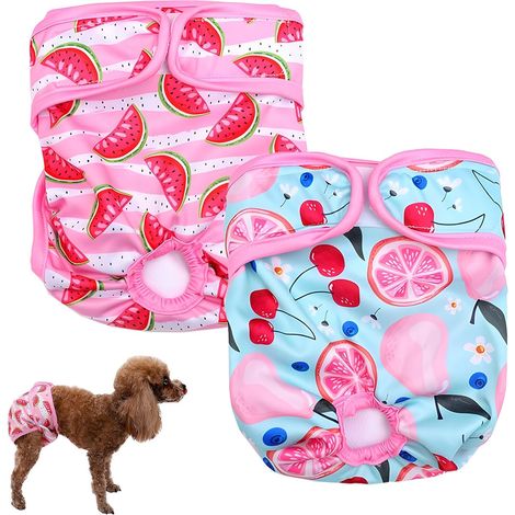 2 pezzi di pannolini per cani, pantaloni termici per cani femmine, pannolini lavabili per cani, pantaloni igienici riutilizzabili per cani, pantaloni stagionali per cani (M) (1/5)