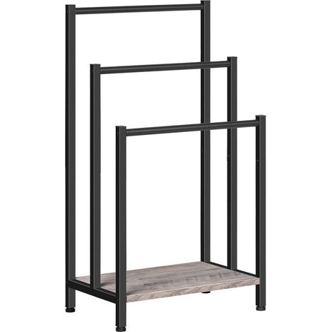 Handtuchständer Freistehend 3 Stangen 43 x 28 x 81 cm Greige Schwarz (1/5)