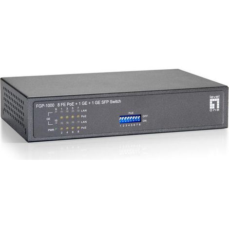 SWITCH LEVEL ONE NO GESTION   8P 10/100 1P 10 /100/1000 POE 115W +  1P SFP GIGABIT (1/4)