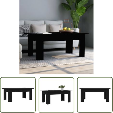 The Living Store Table basse Noir 100x60x42 cm Bois d’ingénierie - Table Basse - Meuble Salon - Design Moderne - Table Noir - Table Ingenieur Wood (1/5)