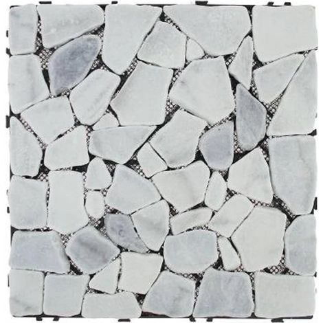 TRADE SHOP - Piastrella Da Giardino Effetto Marmo Pietre Grigio Pavimento Antiscivolo Ad Incastro 73558 - (1/5)
