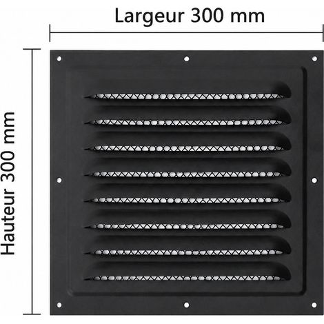 Grille d'aération murale extérieure 300x300 mm à persiennes avec filet noir 300 noir 250 g – Livraison gratuite