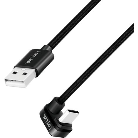 Cavo da USB 2.0 Type-C (180°) a USB-A, 1 m, in alluminio, nero, LogiLink CU0192 (1/5)