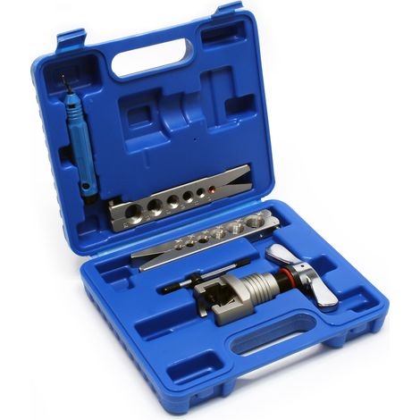 Wiltec – Coffret pince à emboiture 45° – Outil sertissage pour tubes en cuivre, aluminium et acier – Matrices métriques et impériales incluses