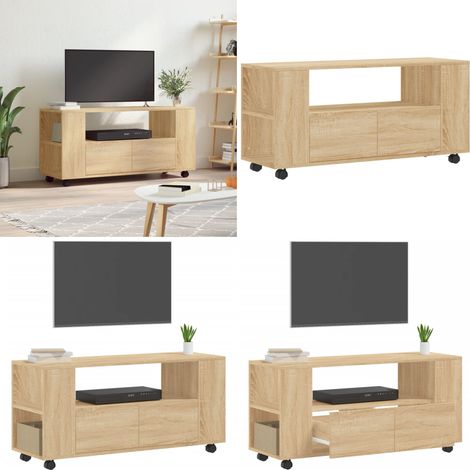 TV-Schrank Sonoma-Eiche 102x34,5x43 cm Holzwerkstoff - TV Schrank - Holzwerkstoff Möbel - Sonoma Eichenfarben - Wohnzimmerschrank - Fernsehtisch - Home & Living (1/5)