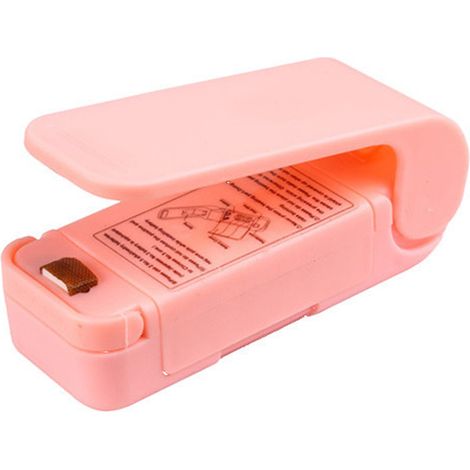 Scelleuse de sacs : Scelleuse de sacs pratique, fonctionnant sur piles (scelleuse de sacs portable) (Rose) (1/4)