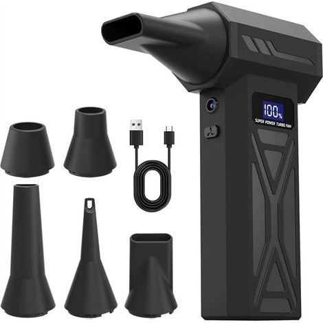 Souffleur d'air comprimé. mini souffleur sans fil 110 000 tr/min alimenté par batterie. 4 vitesses. écran LCD. avec kit de brosses. pour PC. clavier. voiture et maison. (1/5)