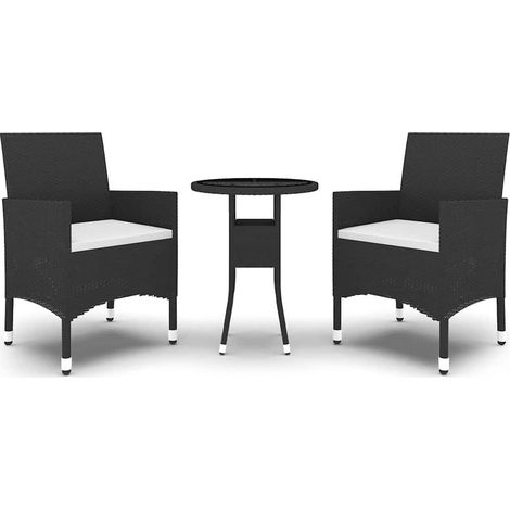 Maison Exclusive - Ensemble à manger de jardin 3 pcs Résine tressée Noir (1/5)