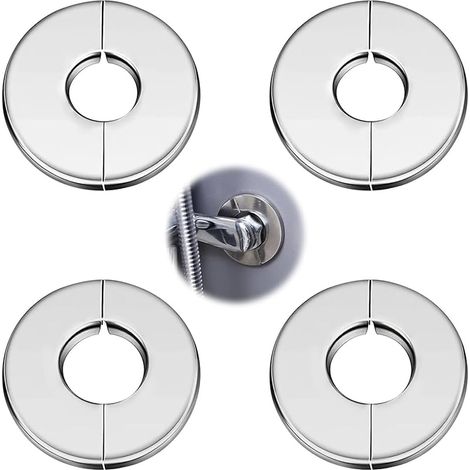 Lot de 4 couvercles de tuyau de chauffage, rosaces pour tubes argentés, rosace de recouvrement ronde en acier inoxydable pour trous muraux décoratifs pour tubes (diamètre intérieur 28 mm/35 mm) (1/5)