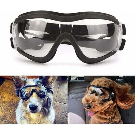 Lunettes de Chien Lunettes de Soleil pour Animaux de Compagnie Protection Oculaire Imperméable Coupe-Vent pour Chien de Grande et Moyenne Taille - Clair (1/5)