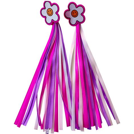 Guirnaldas decorativas para bicicletas infantiles (1 par),Con tapa en forma de flor con carita sonriente,mezcla de morado y rosa