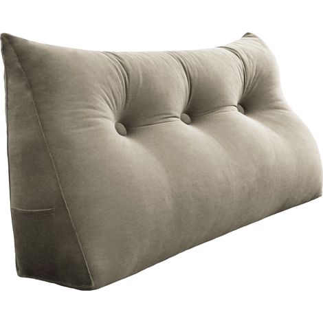 VERCART Coussin de Lecture Compensé, Triangulaire Coussin à Coins, Gros Coussin Canapé, Traversin Tête de lit Support Arrière, Oreiller Cervical Dossier de Soutien Lombaire, Velours Brun Clair 100cm