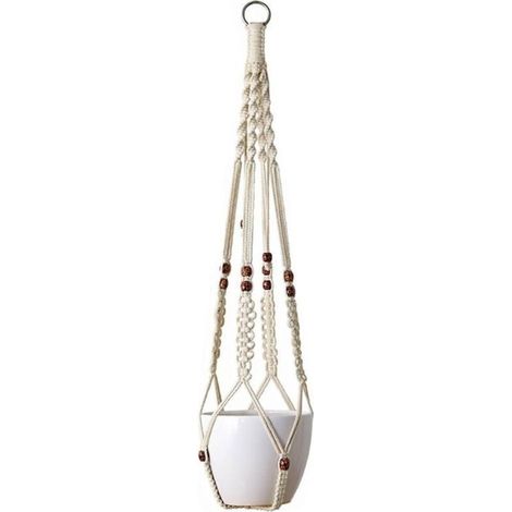 Suspension Plante Macramé Pot Suspendu Plante Porte Décoration du Jardin avec 4 Jambes en Corde de Coton 89 cm (1/4)