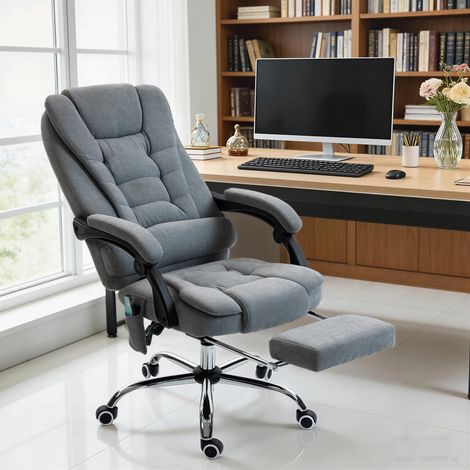 Massage- und Heiz-Bürostuhl, höhenverstellbar, mit verstellbarer Rückenlehne, 65 x 70 x 111–119 cm, grau (1/5)