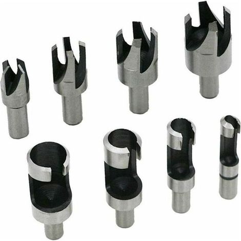 - 8PCS fraise à bouchonner bois outil de coupe bois mèches des bouchons wood plug cutter drill bits 6mm /10mm/13mm/16mm, avec forets (1/4)