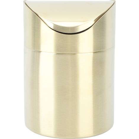 Poubelle de bureau compacte en acier inoxydable 304, anti-traces de doigts, idéale pour les petits espaces et les bureaux (couleur or). (1/5)