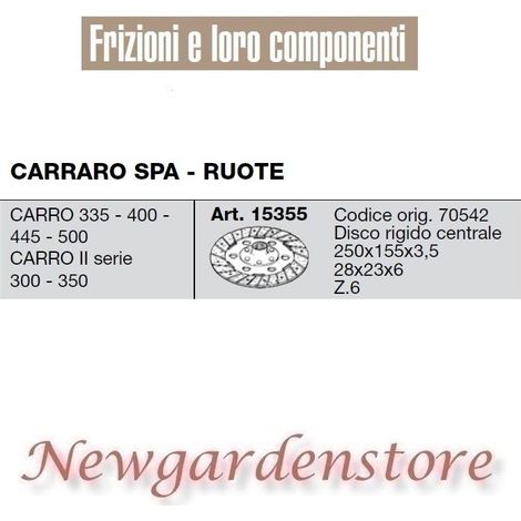 Disco duro embrague 15355 CARRARO SPA tractor Ruedas 335 400 445 500 300