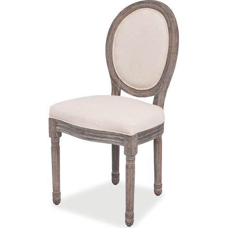 Maison Exclusive - Esszimmerstühle 2 Stk. Creme Stoff (1/5)