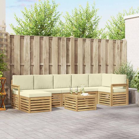 vidaXL Outdoor-Sofagarnitur 8 pcs Weiß und Creme 59 x 59 x 37 cm (1/5)