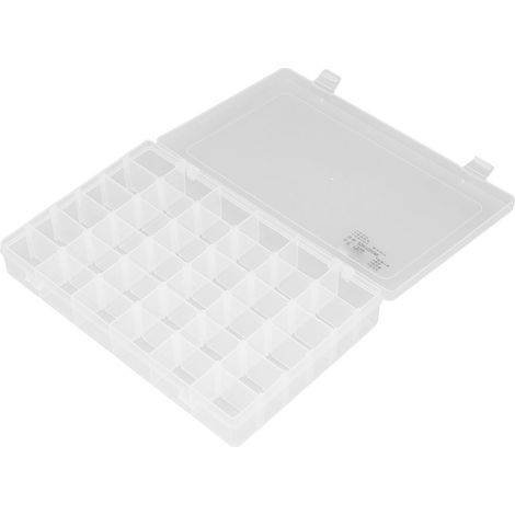 Boîte de Rangement 36 Casiers avec Séparateurs Réglables Transparente, Conteneur Polyvalent pour Perles, Loisirs Créatifs et Bijoux (1/5)
