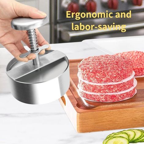 Prensa para hamburguesas，Prensa ajustable de acero inoxidable para hamburguesas，Sartén antiadherente para hacer hamburguesas (1/4)