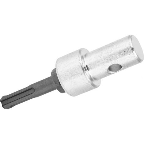Drill bit adapter for electric drill to auger connector with round shank, 2 wells, 2 slots